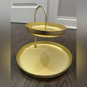 Umbra • Poise Two-Tiered Tray in a Matte Brass Finish